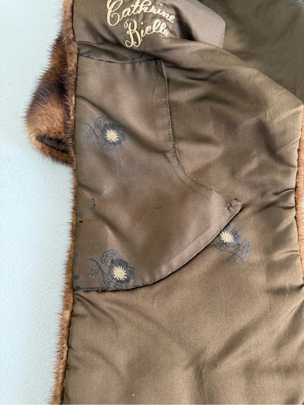 Vintage Genuine Mink Fur Stole, Cape Style 1950s-60s Classic Lining - Picture 8 of 10